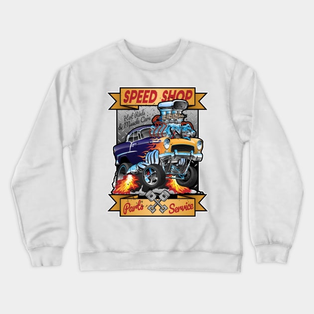 Speed Shop - Hot Rods and Muscle Cars Crewneck Sweatshirt by Wilcox PhotoArt